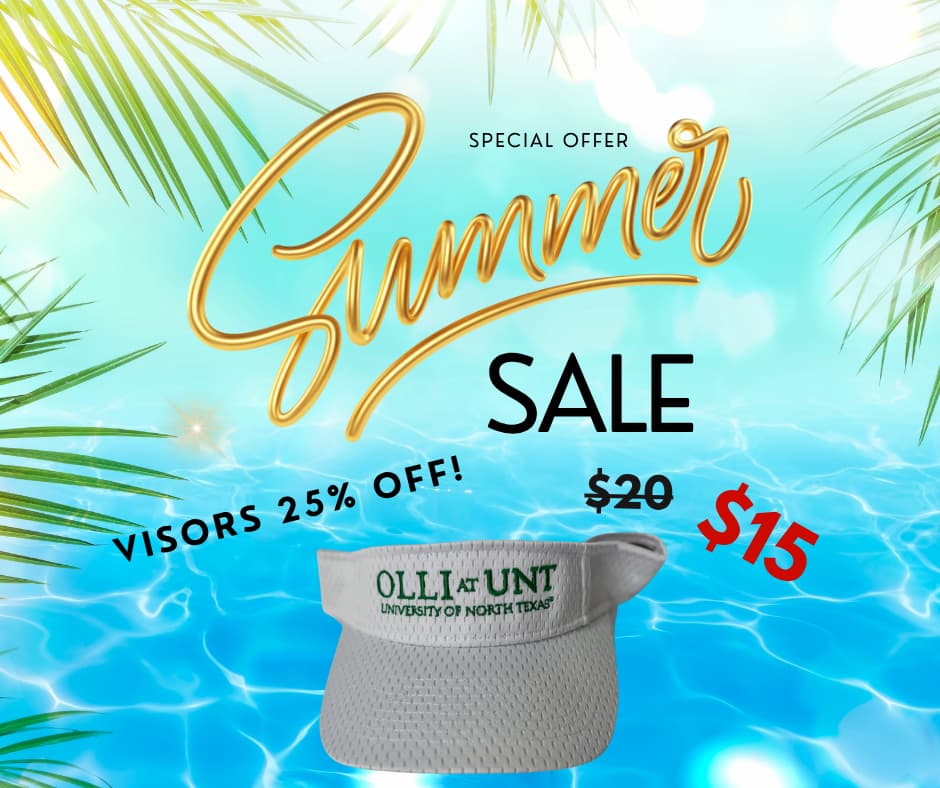 Ad for Olli store promoting visors on sale for summer