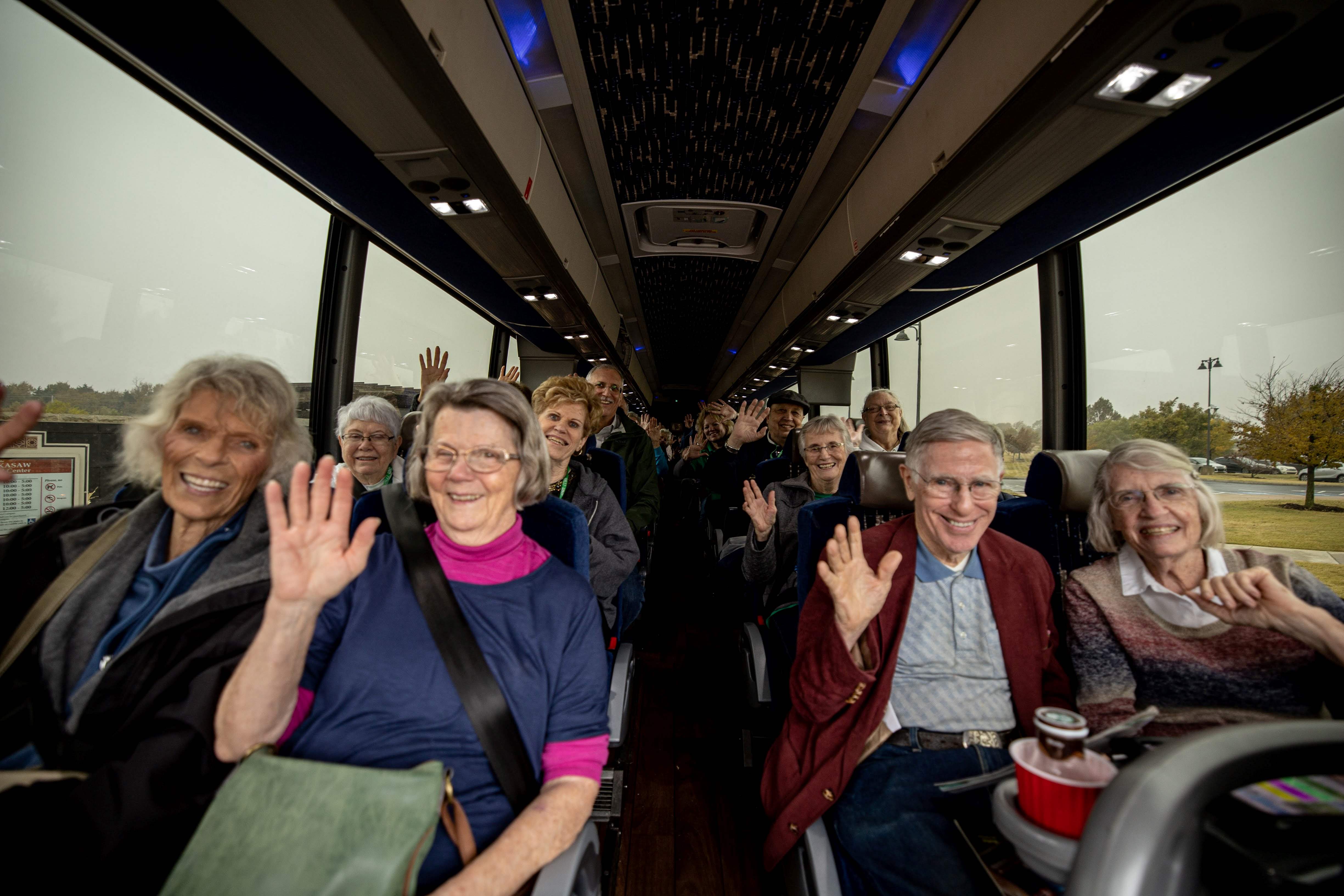 OLLI members traveling on a bus.
